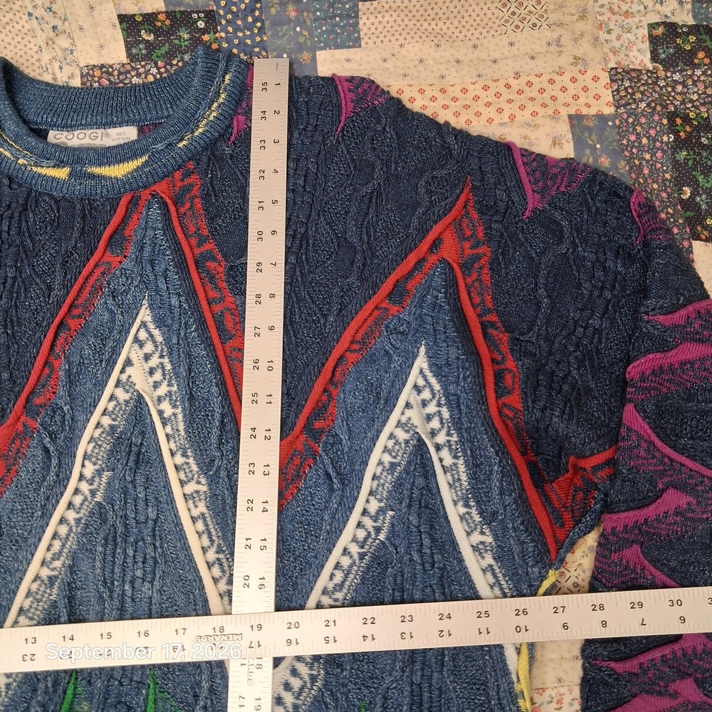 90s Vintage Coogi Blues 3D Knit Sweater Mens XL Australia Biggie Cosby Zig Zag - Picture 8 of 11